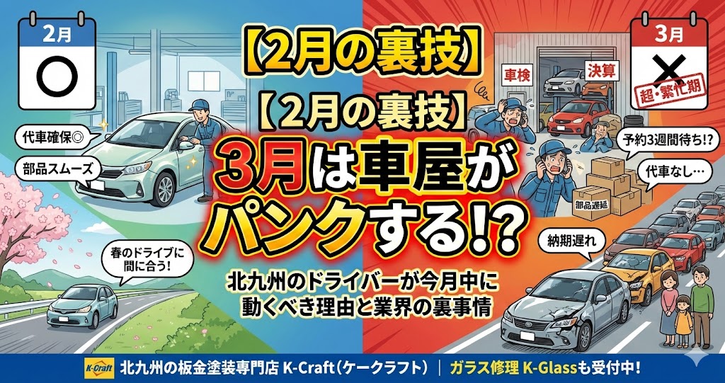 【2月の裏技】3月は車屋がパンクする！？北九州のドライバーが「今月中に」キズ修理を済ませるべき3つの理由と「業界の裏事情」
